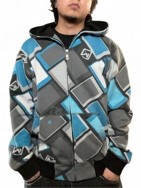 Bape‎ Type Geometric Full Zip Hoodie Blue White Y2K